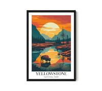 LissiArt97 Yellowstone National Park Poster - Yellowstone Wall Art Living Room - Poster Wall Decor Nature Landscape For Bedroom - Office - Home - National Park Travel Poster 11X17 Inches