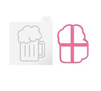 LissieLou Beer Glass Cookie Cutter and Embosser Father's Day Icing Stamp Fondant Embosser - Light Pink/Clear