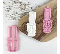 LissieLou Champagne Glass with Bow Hen Party Cookie Cutter and Stamp Icing Stamp Fondant Embosser Hen Party Theme - Light Pink