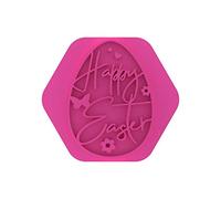LissieLou Decorative Egg Cookie Stamp Happy Easter Icing Fondant Embosser - Light Pink