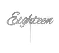 LissieLou Eighteen Birthday Cake Topper Number 18th Glitter Card Silver Made in the UK…