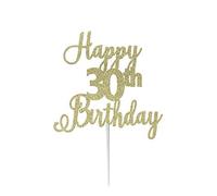 LissieLou Happy 30th Birthday Cake Topper in Pretty Glitter Card, Made in the UK - Gold
