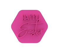 LissieLou Happy Easter Cookie Stamp Icing Fondant Embosser - Light Pink