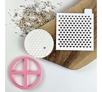 LissieLou Hearts Texture Tile Valentine's Cookie Cutter and Embosser Icing Stamp Fondant Embosser Valentine's Theme - Light Pink/Clear