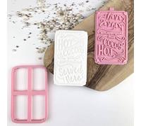 LissieLou Hot Cocoa Christmas Cookie Cutter and Stamp by Luvelia Christmas Theme Icing Stamp Fondant Embosser - Light Pink