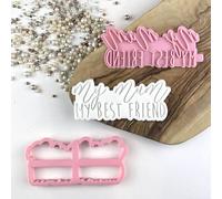 LissieLou My Mum My Best Friend Mother's Day Cookie Cutter and Embosser Icing Stamp Fondant Embosser Mother's Day Theme - Light Pink