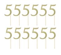 LissieLou Number 5 Cupcake Toppers Pack of 12 in Pretty Glitter Card, Made in the UK - Gold