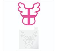 LissieLou Rudolph Face Cookie Cutter and Embosser Christmas Icing Stamp Fondant Embosser - Light Pink/Clear