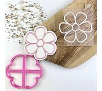 LissieLou Simple Flower Outline Floral Cookie Cutter and Embosser Icing Stamp Fondant Embosser Floral Theme - Light Pink/Clear