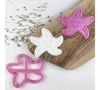 LissieLou Starfish Under The Sea Cookie Cutter and Stamp Icing Stamp Fondant Embosser Under The Sea Theme - Light Pink