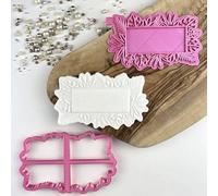 LissieLou Tropical Flowers Banner Floral Cookie Cutter and Stamp Icing Stamp Fondant Embosser Floral Theme - Light Pink