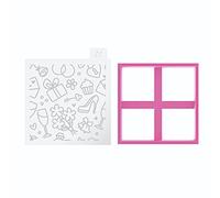 LissieLou Wedding Texture Tile Cookie Cutter and Embosser Wedding Icing Stamp Fondant Embosser - Light Pink/Clear