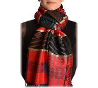 LissKiss Aztec Patern On Red & Dark Red With Gold Lurex Pashmina Feel With Tassels - Red Pashmina Geometrical Scarf