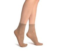 LissKiss Beige Crochet Rombs Ankle High Socks - Beige Socks