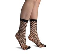 LissKiss Black Large Fishnet With Reinforced Toe Ankle High Socks - Black Fishnet Socks