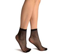 LissKiss Black Thick Mesh Socks Ankle High - Black Fishnet Socks