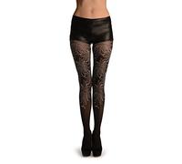 LissKiss Black with fleur de lys White & Black Polka Dot Tights, Black, One size