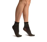 LissKiss Black With Silver Lurex Comfort Top Ankle High Socks - Black Ankle High