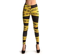 LissKiss Black with Yellow Crime Tape - Yellow Leggings
