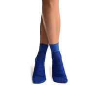 LissKiss Blue Sheer & Opaque Sides Ankle High Socks - Blue Socks