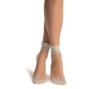 LissKiss Blue Versalles Lace On Invisible Mesh Ankle High Socks - Blue Ankle High Floral Socks