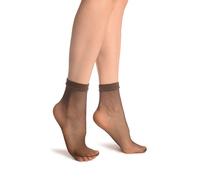 LissKiss Brown Fishnet Ankle High Socks - Brown Fishnet Socks