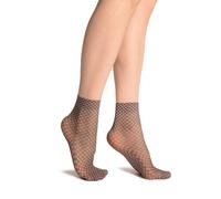 LissKiss Checkered Print 20 Den Ankle High Socks - Blue Checkered Socks