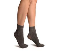 LissKiss Dark Grey Silver Lurex Ankle High Socks - Grey Ankle High Socks