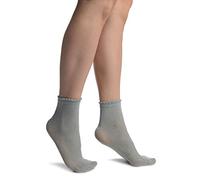 LissKiss Grey With Silver Lurex Comfort Top Ankle High Socks - Grey Ankle High Socks
