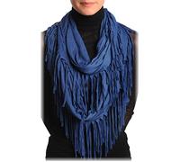LissKiss Midnight Blue With Tassels Snood Scarf - Blue Designer Snood