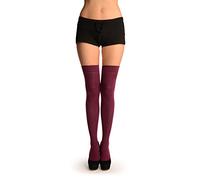LissKiss Plain Maroon Over The Knee Socks - Purple Over The Knee Socks