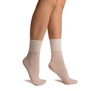 LissKiss White Opaque with Very Wide Top Ankle High Socks - White Ankle High Socks