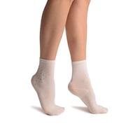 LissKiss White Sequin Embellished Ankle High Socks - White Designer Socks