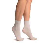 LissKiss White Silver Lurex Ankle High Socks - White Ankle High Socks