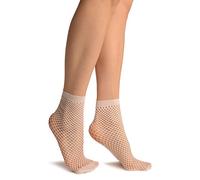 LissKiss White Thick Mesh Socks Ankle High - White Fishnet Socks