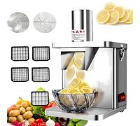 Lissontine Electric Vegetable Fruit Dicer, 3-in-1 Automatic Food Cutter Machine with 7 Blades, Cube Cutting and Shredder, Open-Lid Auto Stop Safety for Commercial Kitchen