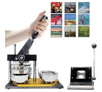 Lissontine Fridge Magnet Making Machine with Button Press Kit, 5 * 5cm, 2 * 2in, Ergonomic Handle & Metal Base, Ideal for Family DIY & Art Classes,Consumables Machine+Cutter+100pcsMaterials
