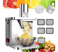 Lissontine Professional Electric Food Dicer, 250w Vegetable Cutter Machine with Multi Blade Slicer and Shredder, Large Feed Port Design for Restaurant Kitchen Commercial Use
