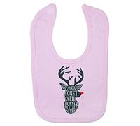 List of Reindeer Names Deer Outline [BCX] Cotton Baby bib - Pastel Pink