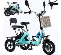 LISTaRSw 14 Inch Foldable Bike with Child Seat and Pannier Rack, Foldable Bike for Adults, Lcd Digital Display, Max Load: 180kg Blue