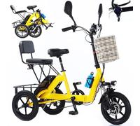 LISTaRSw 14 Inch Foldable Bike with Child Seat and Pannier Rack, Foldable Bike for Adults, Lcd Digital Display, Max Load: 180kg Yellow