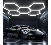 LISTaRSw 168w Hexagonal Garage Light, Honeycomb Lights, 6500k Super Bright Auto Repair Ceiling LED, 5 Grid Easy Install, For Warehouses, Workshops, Auto Detail Car Washes