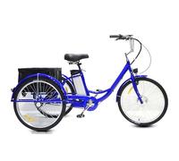 LISTaRSw 24" Adult Tricycles with Shopping Basket, 350w Electric Bike for Senior, 36v/12ah Removable Battery, Load 150kg,Blue-W/shoppingcart