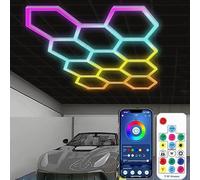 LISTaRSw 5grids/11grids/14grids Hexagon LED Lights, 6500k DIY LED Honeycomb Ceiling Light, With App and Remote Control, Easy Install, For Gaming Wall Panel, Garage 11Lights