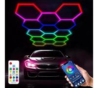 LISTaRSw 5grids/11grids/14grids Hexagon LED Lights, 6500k DIY LED Honeycomb Ceiling Light, With App and Remote Control, Easy Install, For Gaming Wall Panel, Garage 14Lights