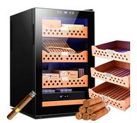 LISTaRSw 70l Intelligent Electronic Cigar Cabinet with Removable Cedar Wood Shelf, Intelligent Temperature Control, Large Cigar Humidor, 72.5x52.5x45cm Black