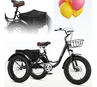 LISTaRSw Adult Cargo Tricycle - 7-Speed, 3 Wheels Bike with Front Suspension & Dual Disc Brakes & Front and Rear Baskets, High Carbon Steel Frame, Weight Capacity: 180kg