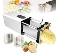 LISTaRSw Commercial Fruit/Vegetable Cutter - 1/2" + 3/8" Blade, Electric French Fry Cutter - Large Capacity Warehouse, Stainless Steel, For Potatoes, Onions, Cucumbers, Vegetables Silver