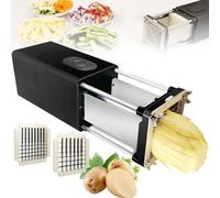 LISTaRSw Commercial Fruit/Vegetable Cutter - 1/2" + 3/8" Blade, Electric French Fry Cutter - Large Capacity Warehouse, Stainless Steel, For Potatoes, Onions, Cucumbers, Vegetables Black