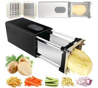 LISTaRSw Commercial Fruit/Vegetable Cutter - 1/2" + 3/8" Blade, Electric French Fry Cutter - Large Capacity Warehouse, Stainless Steel, For Potatoes, Onions, Cucumbers, Vegetables Black